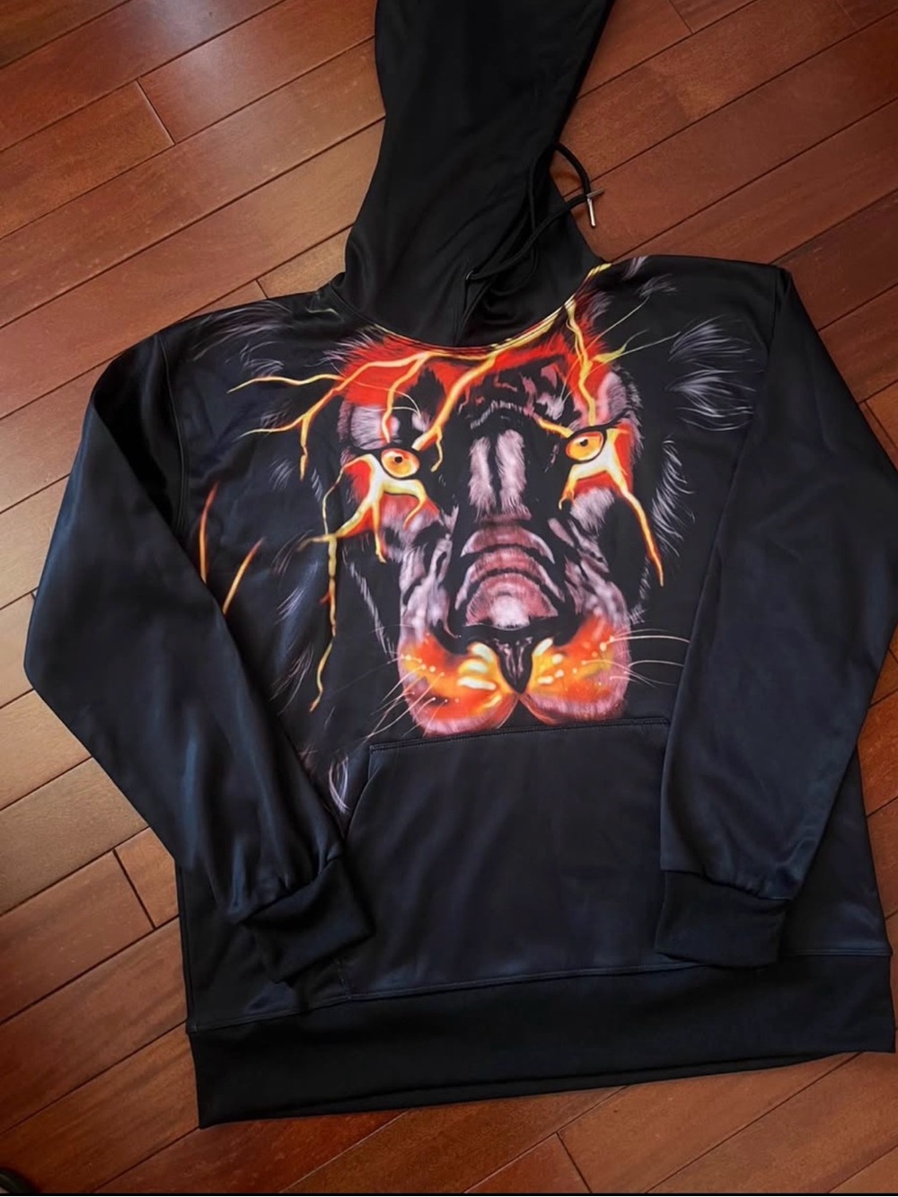 Black Graphic Lion Hooded Sweatshirt - for 17 to 18 year old boys